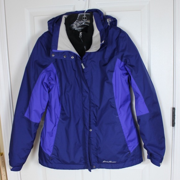 Eddie Bauer Women's‎ 3 in 1 Blue Purple Fleece Lined Jacket Medium - Picture 1 of 12